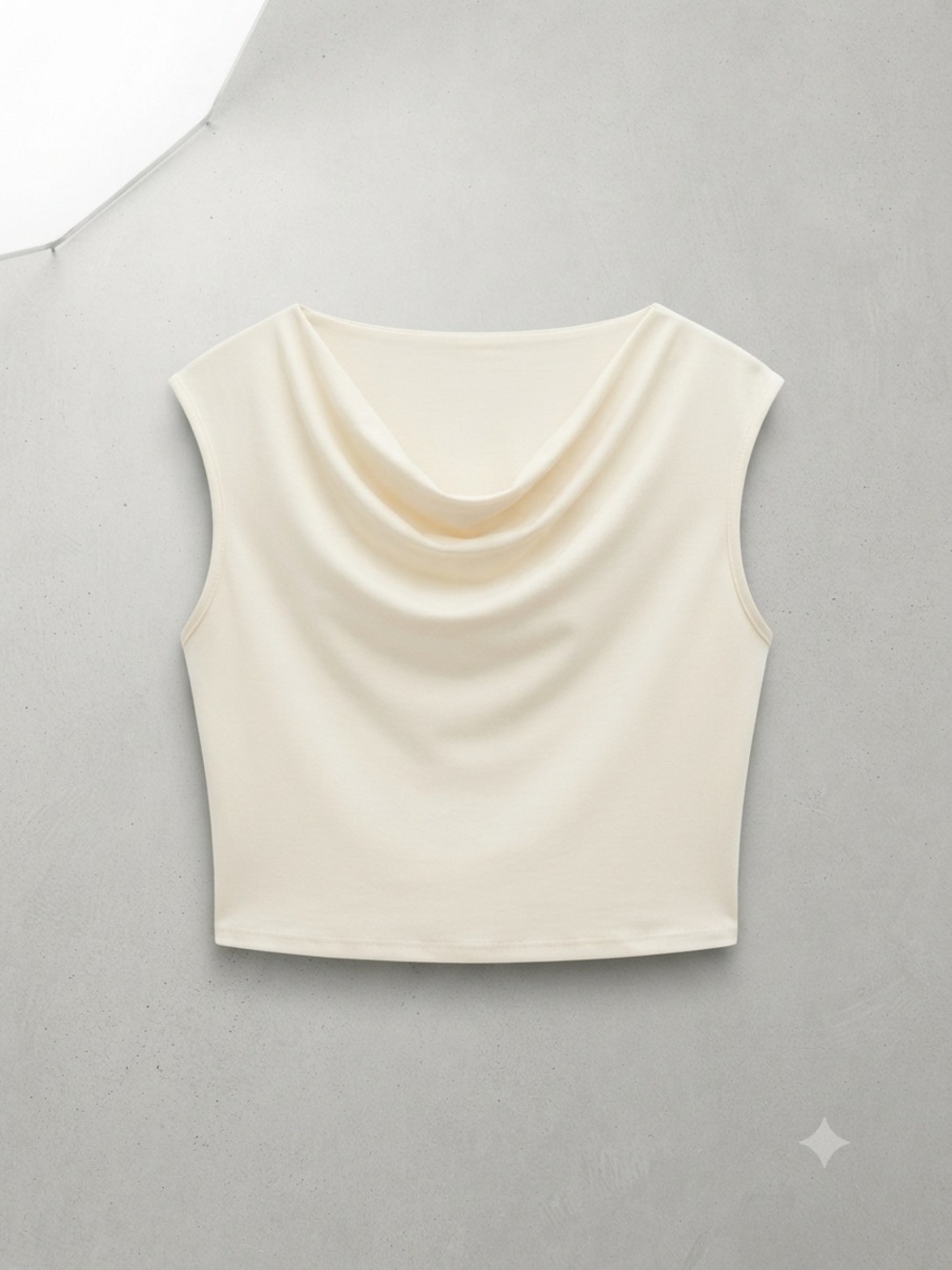 NWOT Source Unknown Cream Drape-Neck Crop Top